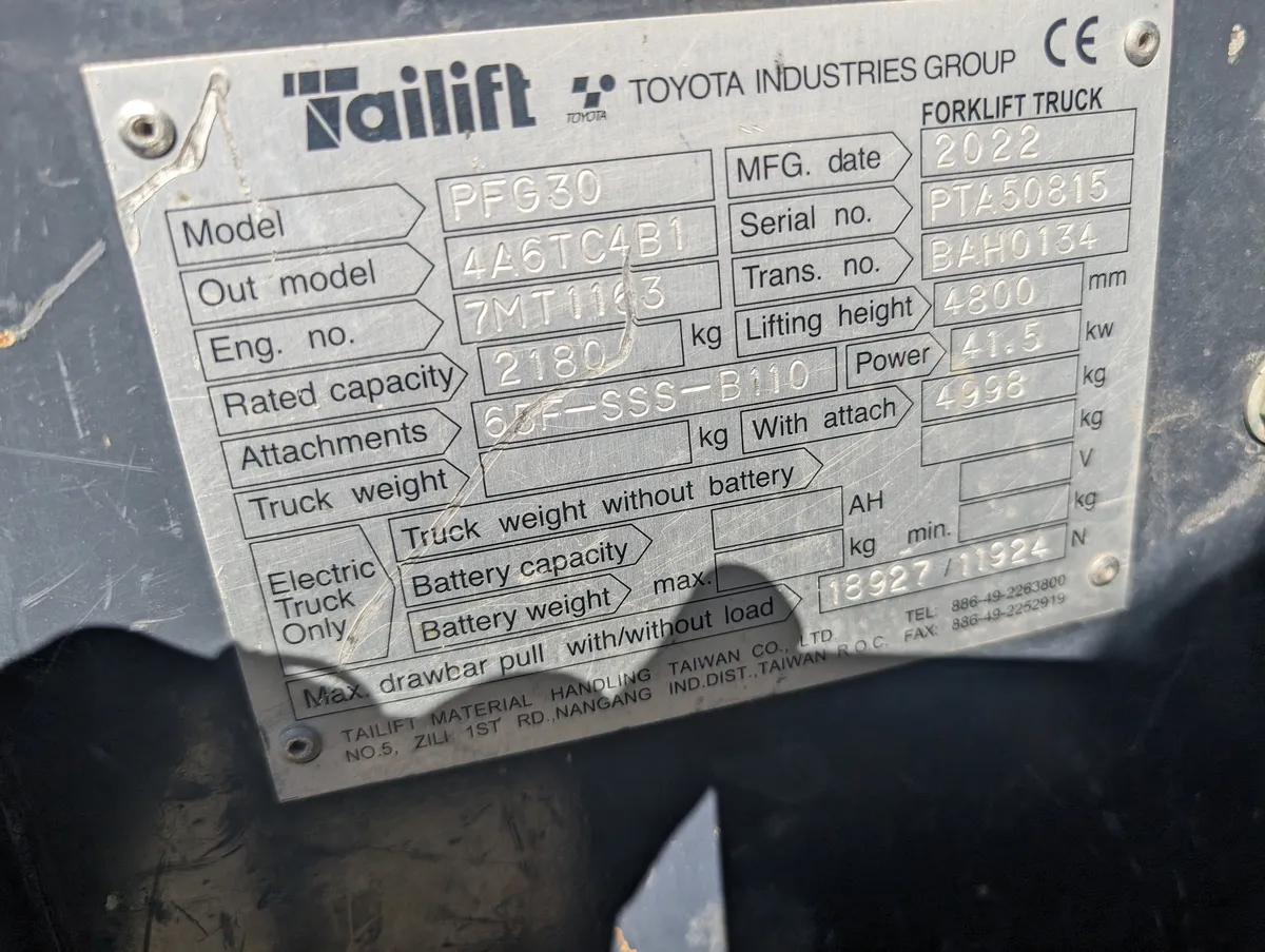 2022 Tailift PFG30-PS — view 4