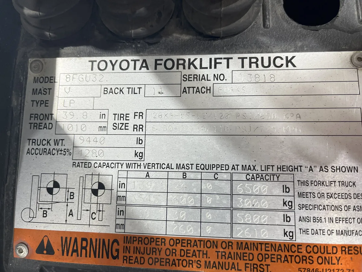 2012 Toyota 8FGC32 — view 3